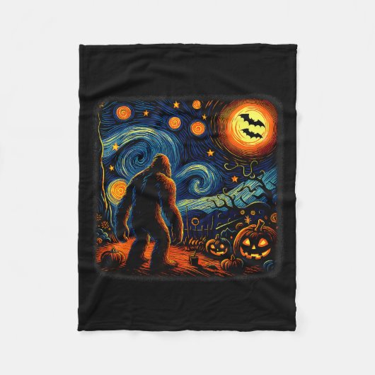 Halloween Bigfoot Starry Night Van Gogh Sasquatch  Fleece Deken (Voorkant)