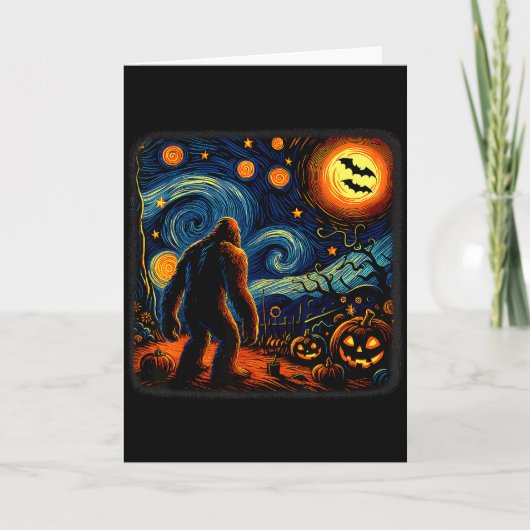Halloween Bigfoot Starry Night Van Gogh Sasquatch Kaart (Voorkant)