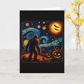 Halloween Bigfoot Starry Night Van Gogh Sasquatch Kaart (Gele Bloem)