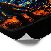 Halloween Bigfoot Starry Night Van Gogh Sasquatch  Poster (Hoek)