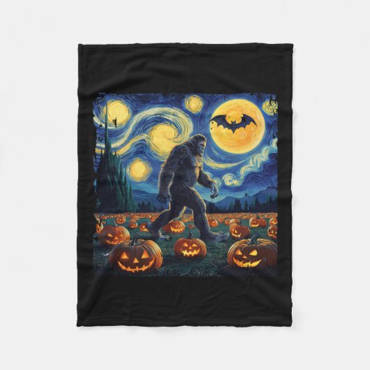 Halloween Bigfoot Sterrennacht Van Gogh Fleece Deken (Voorkant)