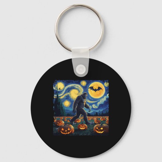 Halloween Bigfoot Sterrennacht Van Gogh Sleutelhanger (Voorkant)