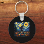 Halloween Bigfoot Sterrennacht Van Gogh Sleutelhanger (Voorkant)