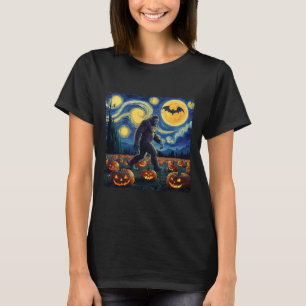 Halloween Bigfoot Sterrennacht Van Gogh T-shirt