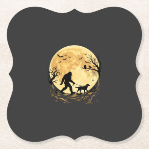 Halloween Bigfoot Wandelende Labrador Onder Volle Kartonnen Onderzetters