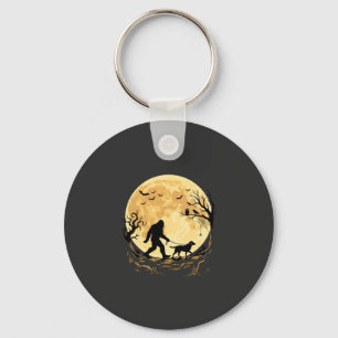 Halloween Bigfoot Wandelende Labrador Onder Volle Sleutelhanger