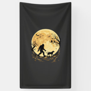 Halloween Bigfoot Wandelende Labrador Onder Volle Spandoek
