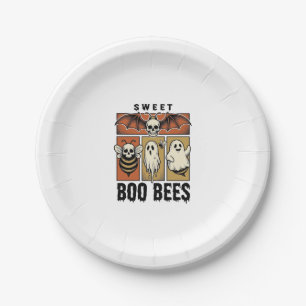 Halloween Bij Pun Vintage Gravure Geest Bij Shirt Papieren Bordje