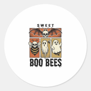 Halloween Bij Pun Vintage Gravure Geest Bij Shirt Ronde Sticker