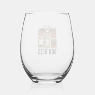 Halloween Bij Pun Vintage Gravure Geest Bij Shirt Wijnglas Zonder Voet