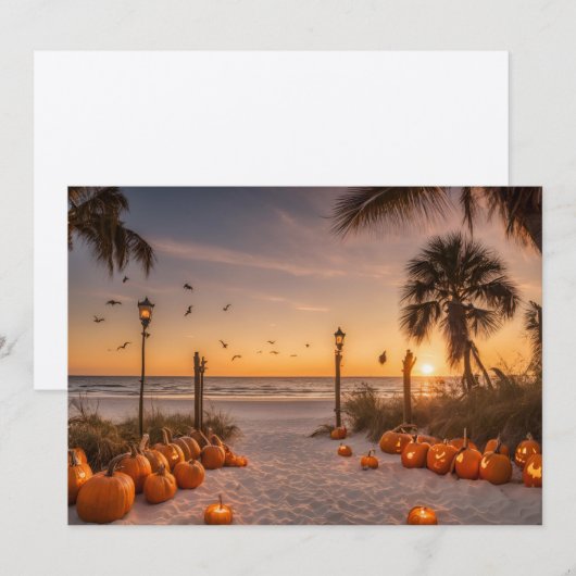 Halloween bij Twilight op het strand Notecard Bedankkaart (Voorkant / Achterkant)