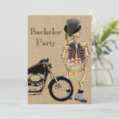 Halloween Biker Skelet Verlovingsfeest Uitnodiging (Staand voorkant)