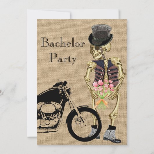 Halloween Biker Skeleton Bachelor Party Invitation Kaart (Voorkant)