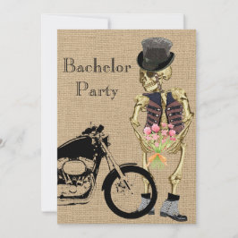 Halloween Biker Skeleton Bachelor Party Invitation Kaart