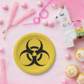 Halloween Biohazard Symbool Yellow & Black 7" Papieren Bordje (Feest)