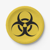 Halloween Biohazard Symbool Yellow & Black 7" Papieren Bordje (Voorkant)