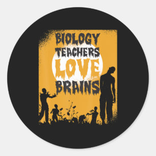 Halloween Biology Teachers Love Brains Zombie Moon Ronde Sticker