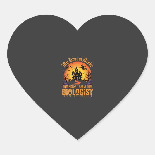 Halloween Bioloog Heks Pompoen Spookhuis De Hart Sticker (Voorkant)