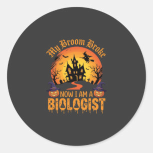 Halloween Bioloog Heks Pompoen Spookhuis De Ronde Sticker