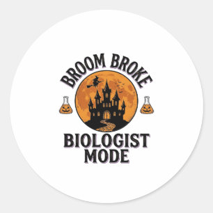 Halloween Bioloog T-shirt Vintage Griezelige Weten Ronde Sticker