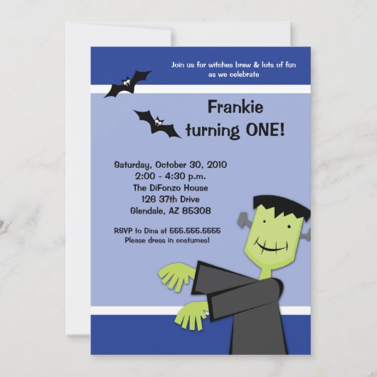 Halloween Birthday 5x7 Frankenstein Party Invite Kaart (Voorkant)