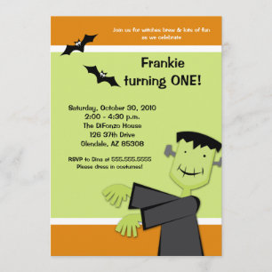 Halloween Birthday 5x7 Frankenstein Party Invite Kaart