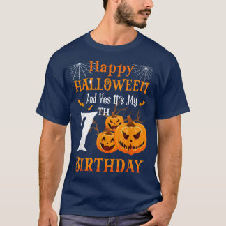 Halloween Birthday, 7 jaar oud, pompoen Sp T-shirt