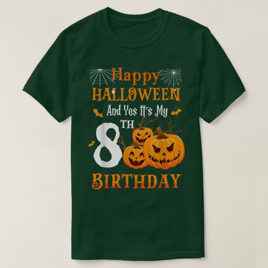 Halloween Birthday 8 jaar oud 8th Party Pumpkin Sp T-shirt (Design voorkant)