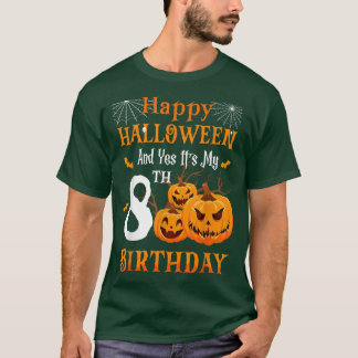 Halloween Birthday 8 jaar oud 8th Party Pumpkin Sp T-shirt
