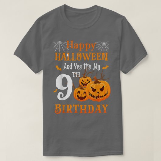 Halloween Birthday 9 jaar oud 9th Party Pumpkin Sp T-shirt (Design voorkant)