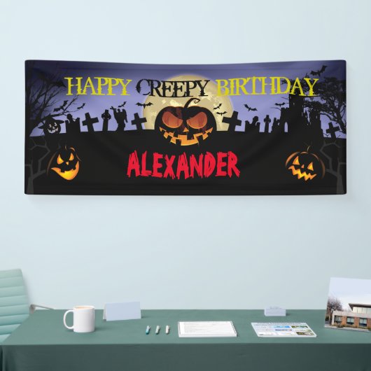 Halloween Birthday Banner - Creepy Pumpkin Banner (Beurs)