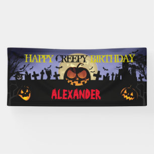 Halloween Birthday Banner - Creepy Pumpkin Banner