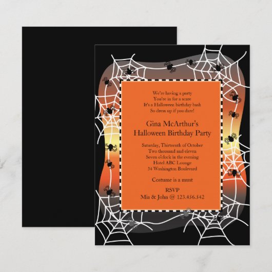 Halloween Birthday Bash Costume Party Kaart (Voorkant / Achterkant)