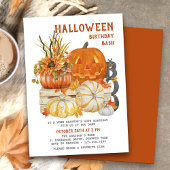 Halloween Birthday Bash Rustic Farmhouse Pumpkin Kaart