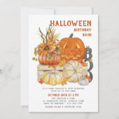 Halloween Birthday Bash Rustic Farmhouse Pumpkin Kaart (Voorkant)