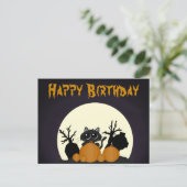 Halloween Birthday Black Cat Pumpkins Graveyard Feestdagenkaart (Staand voorkant)
