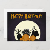 Halloween Birthday Black Cat Pumpkins Graveyard Feestdagenkaart (Voorkant / Achterkant)