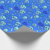 Halloween Birthday | Blauw portierpatroon Cadeaupapier (Hoek)