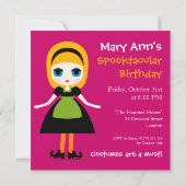 Halloween Birthday Blonde Witch Girl Kaart (Achterkant)