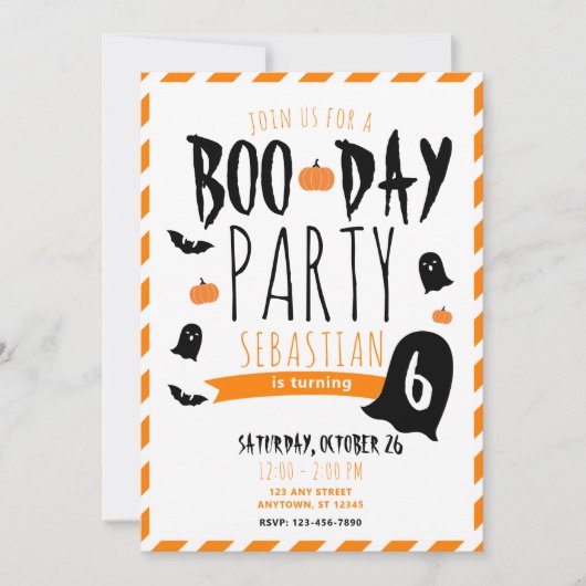 Halloween Birthday Boo-Day Ghosts en vleermuizen Kaart (Voorkant)