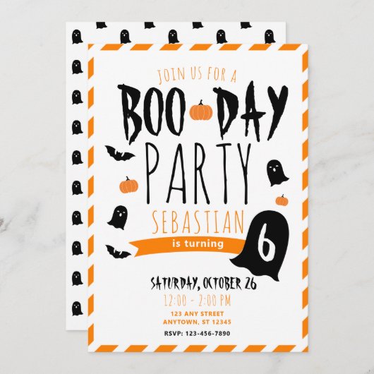 Halloween Birthday Boo-Day Ghosts en vleermuizen Kaart (Voorkant / Achterkant)