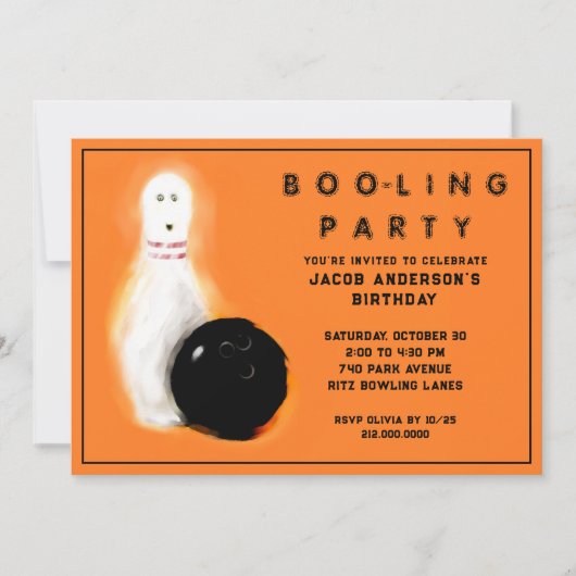 Halloween Birthday Bowling Party Uitnodigingen (Voorkant)