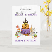 Halloween Birthday Cake Sweets Kaart (Gele Bloem)