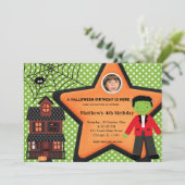 Halloween Birthday Costume (groen) Kaart (Staand voorkant)