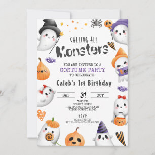 Halloween Birthday, Costume Party, Kinder Partij Kaart