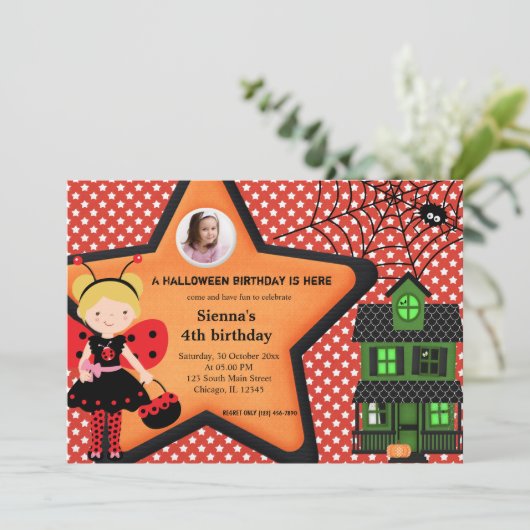 Halloween Birthday Costume (rood) Kaart (Staand voorkant)