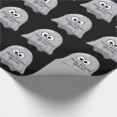 Halloween Birthday Ghosts Cute Custom Name Black Cadeaupapier (Hoek)