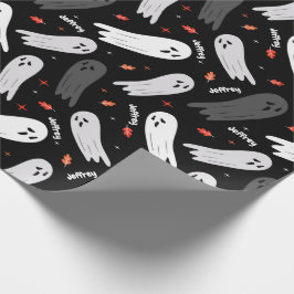 Halloween Birthday Ghosts Naam toevoegen Aanpassen Cadeaupapier