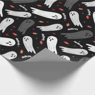 Halloween Birthday Ghosts Naam toevoegen Aanpassen Cadeaupapier