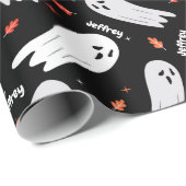 Halloween Birthday Ghosts Naam toevoegen Aanpassen Cadeaupapier (Rol Hoek)